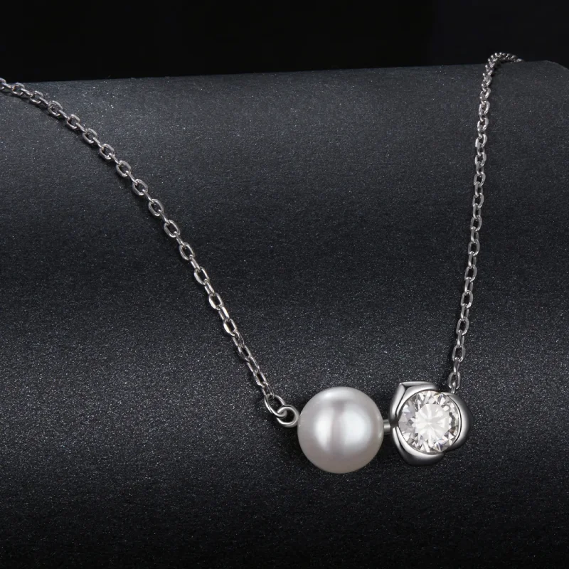 (slika za) Ogrlica iz moissanite vrtnice v stilu PANDORA (z enim certifikatom) - MSN040 - Ogled 2