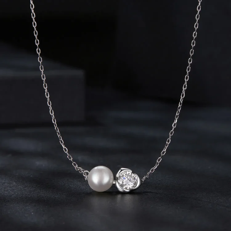 Ogrlica iz moissanite vrtnice v stilu PANDORA (z enim certifikatom) - MSN040