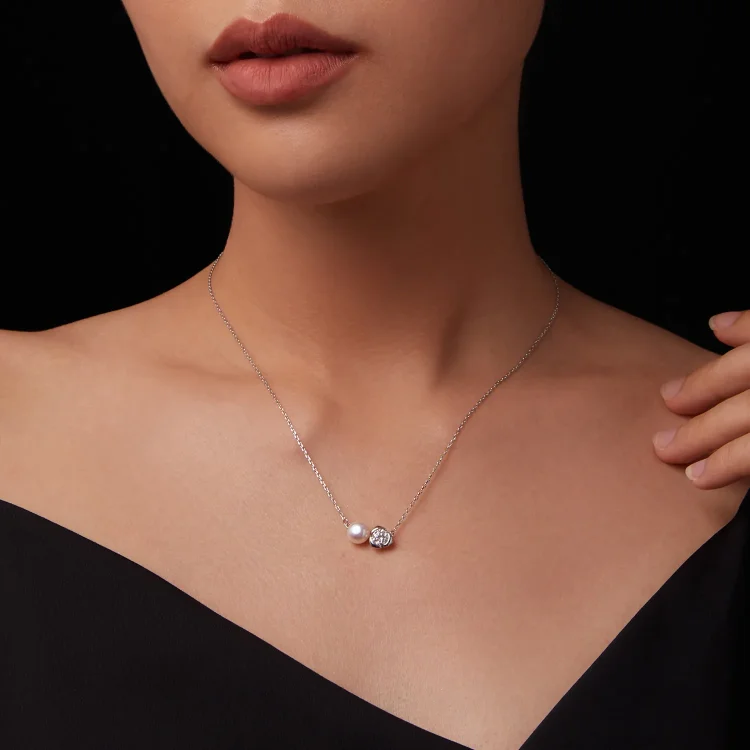 Ogrlica iz moissanite vrtnice v stilu PANDORA (z enim certifikatom) - MSN040