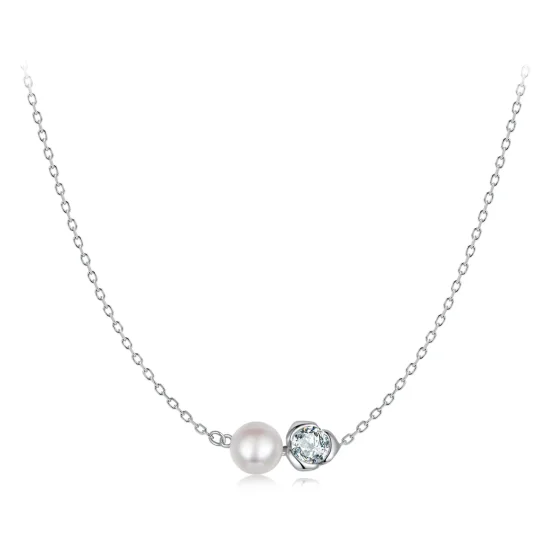 (slika za) Ogrlica iz moissanite vrtnice v stilu PANDORA (z enim certifikatom) - MSN040