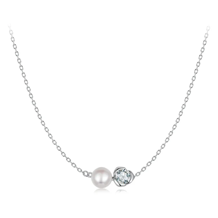 Ogrlica iz moissanite vrtnice v stilu PANDORA (z enim certifikatom) - MSN040