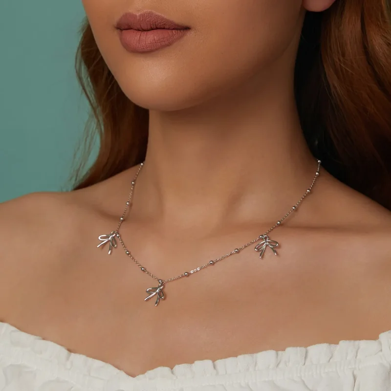 (slika za) Ogrlica s pentljo v stilu PANDORA - SCN529 - Ogled 9