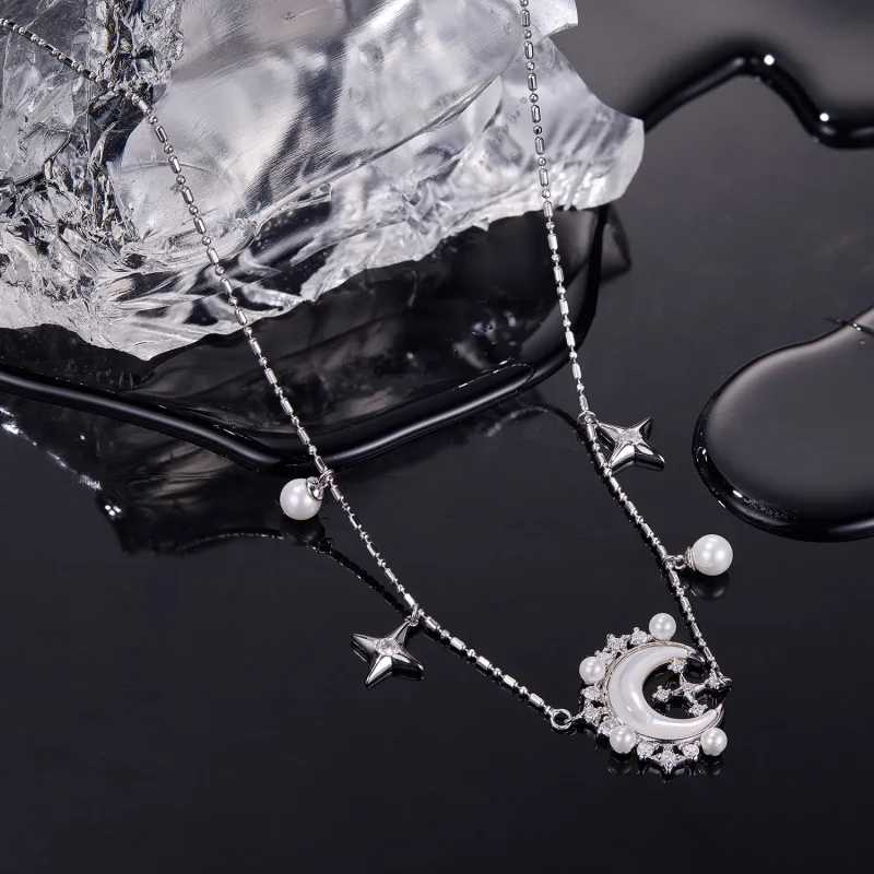 (slika za) Ogrlica s polmesecem v slogu PANDORA - YIN115 - Ogled 3