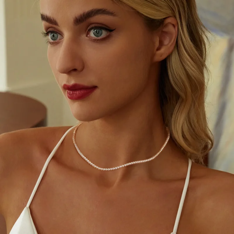 (slika za) Ogrlica z avstralskimi belimi biseri v stilu PANDORA - SCN526 - Ogled 7