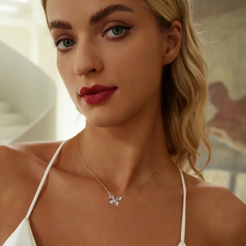 (slika za) Ogrlica z metulji v stilu PANDORA - BSN396 - Ogled 6