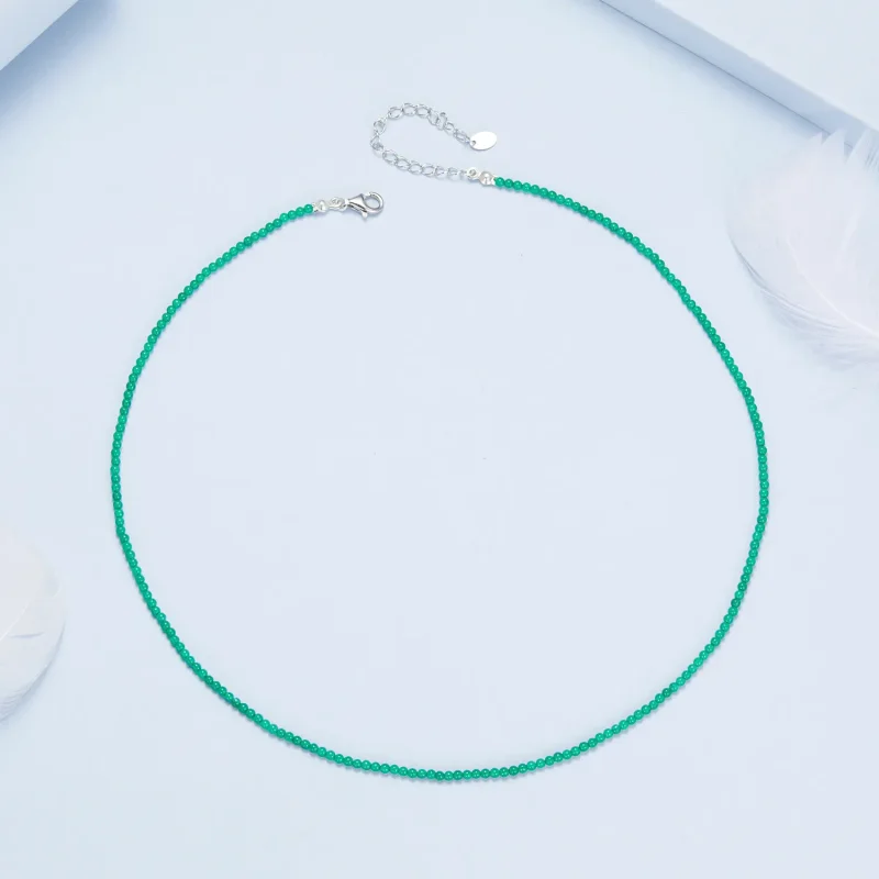 (slika za) PANDORA Ogrlica za ključnico iz zelenega ahata - BSN403 - Ogled 4