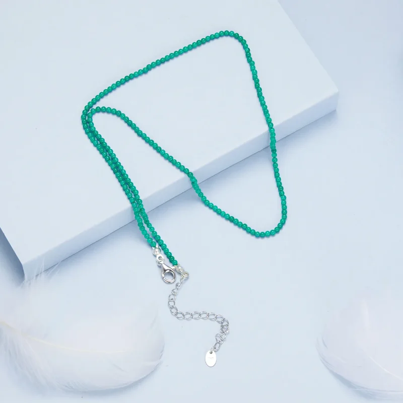 (slika za) PANDORA Ogrlica za ključnico iz zelenega ahata - BSN403 - Ogled 5