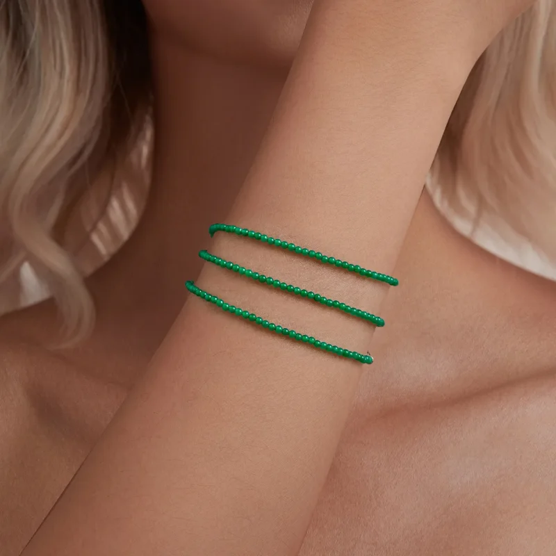 (slika za) PANDORA Ogrlica za ključnico iz zelenega ahata - BSN403 - Ogled 7