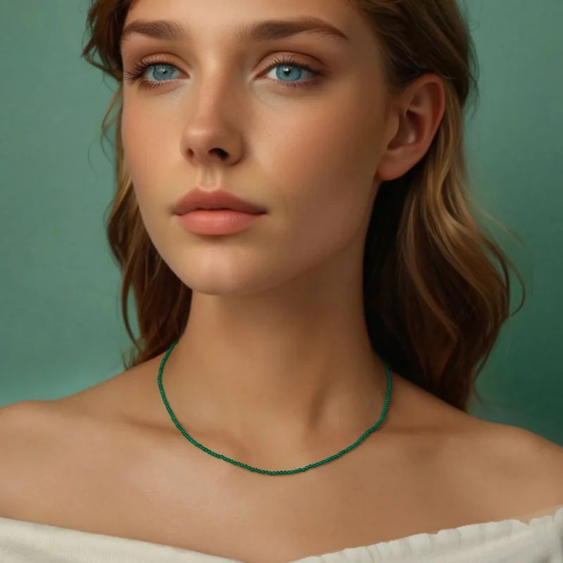 (slika za) PANDORA Ogrlica za ključnico iz zelenega ahata - BSN403 - Ogled 9