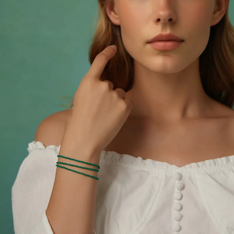 (slika za) PANDORA Ogrlica za ključnico iz zelenega ahata - BSN403 - Ogled 10