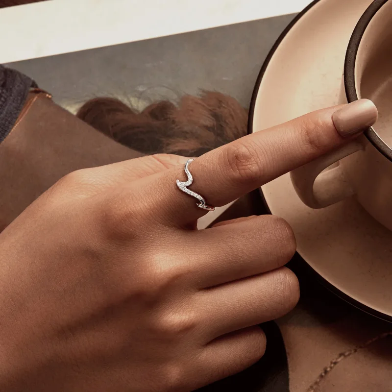 (slika za) PANDORA stilski prstan z valovi - BSR587 - Ogled 6