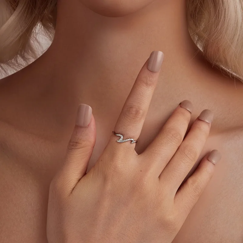 (slika za) PANDORA stilski prstan z valovi - BSR587 - Ogled 7