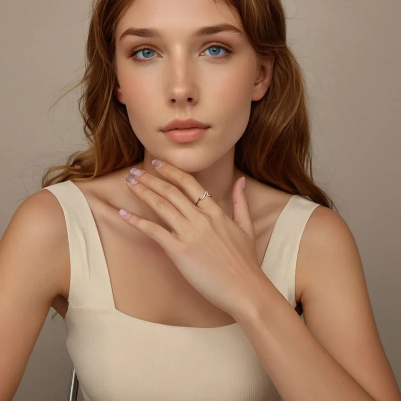 (slika za) PANDORA stilski prstan z valovi - BSR587 - Ogled 8