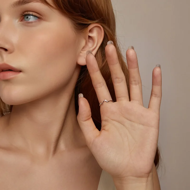 (slika za) PANDORA stilski prstan z valovi - BSR587 - Ogled 10