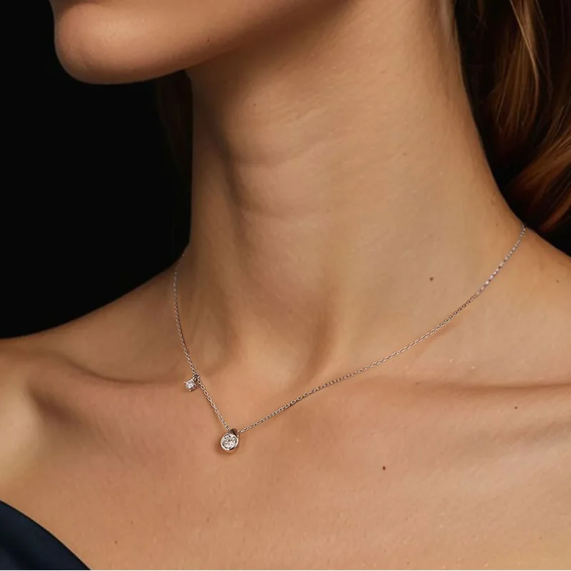 (slika za) PANDORA Style 0,5ct ogrlica iz moissanita (z enim certifikatom) - MSN037 - Ogled 6