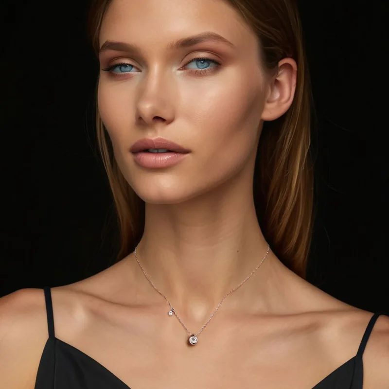 (slika za) PANDORA Style 0,5ct ogrlica iz moissanita (z enim certifikatom) - MSN037 - Ogled 7