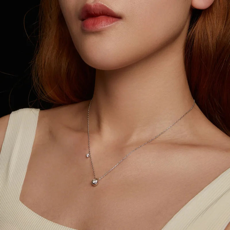 (slika za) PANDORA Style 0,5ct ogrlica iz moissanita (z enim certifikatom) - MSN037 - Ogled 8