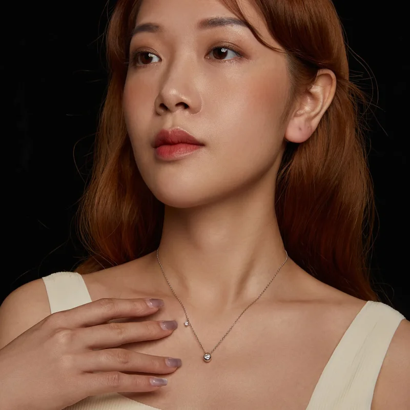 (slika za) PANDORA Style 0,5ct ogrlica iz moissanita (z enim certifikatom) - MSN037 - Ogled 9