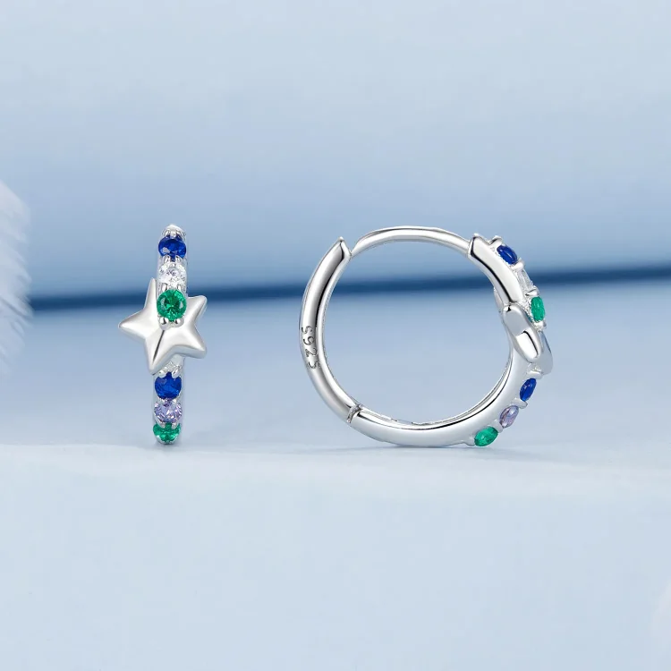 PANDORA Style Barvni zvezdni uhani - BSE1048