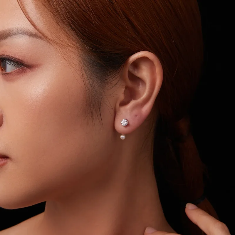 (slika za) PANDORA Style Enostavni sprednji in zadnji uhani (dva certifikata) - MSE068 - Ogled 9