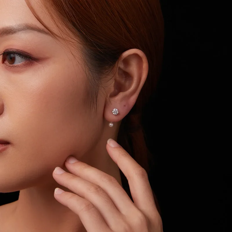 (slika za) PANDORA Style Enostavni sprednji in zadnji uhani (dva certifikata) - MSE068 - Ogled 10