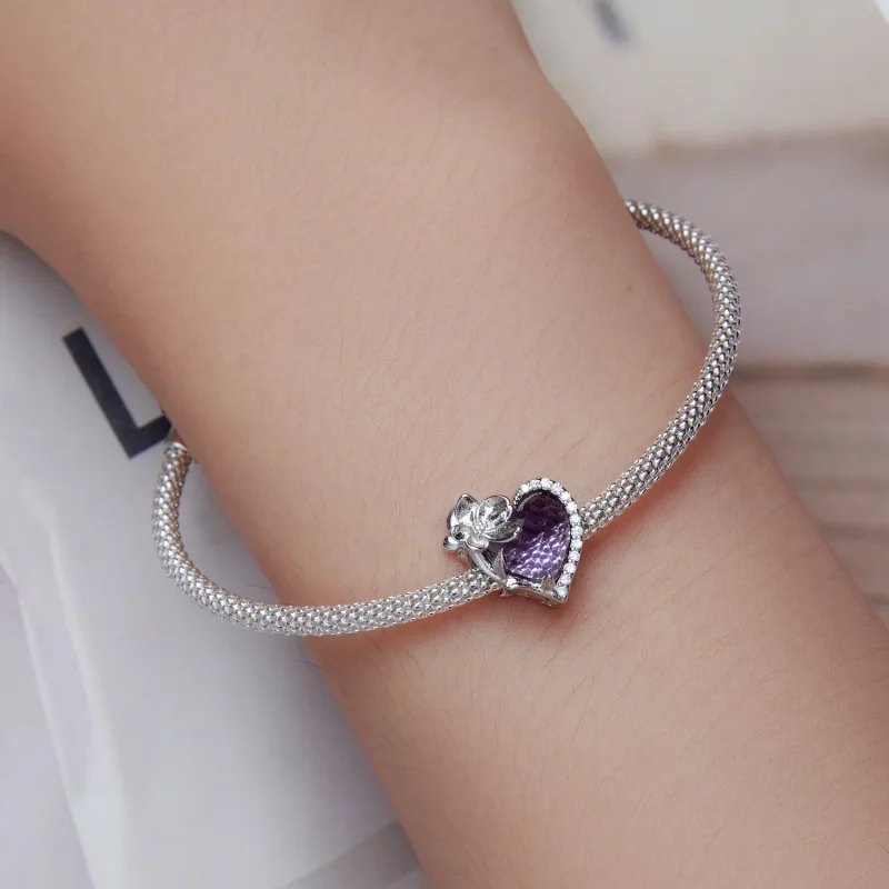 (slika za) PANDORA Style Februarski obesek s srčki iz rojstnega kamna - BSC660-2 - Ogled 6