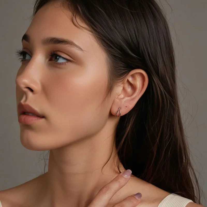 (slika za) PANDORA Style Izjemna srebrna zaponka za uho - BSE1053 - Ogled 7