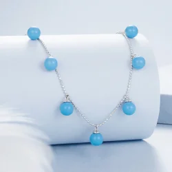 PANDORA Style Modra turkizna ogrlica za ključnico - BSN405