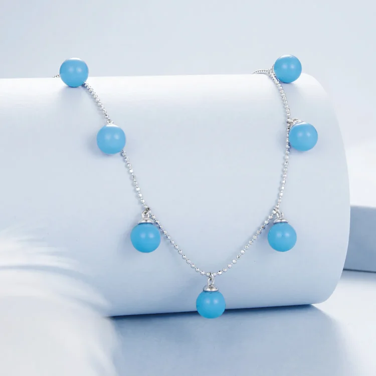 PANDORA Style Modra turkizna ogrlica za ključnico - BSN405