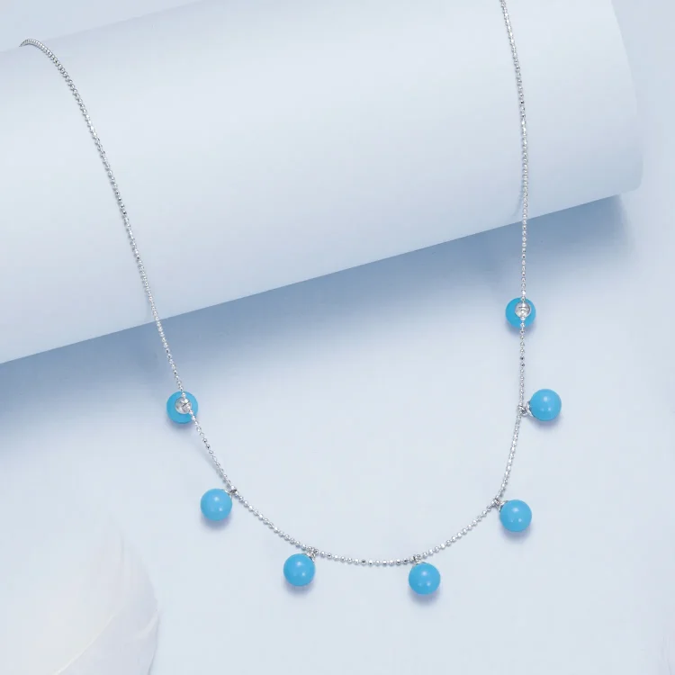 PANDORA Style Modra turkizna ogrlica za ključnico - BSN405
