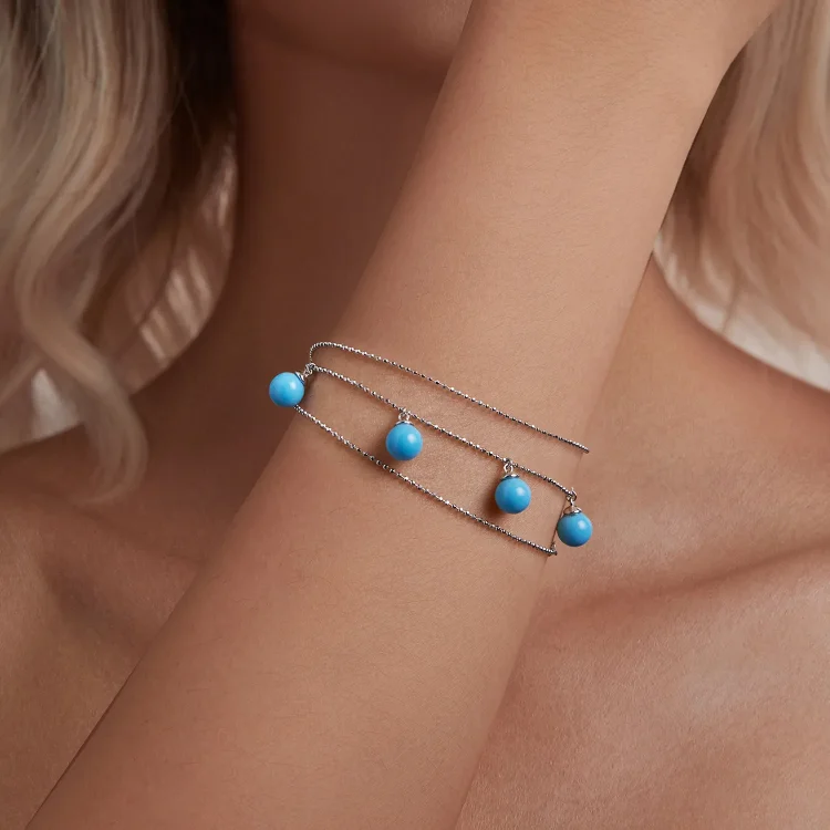 PANDORA Style Modra turkizna ogrlica za ključnico - BSN405