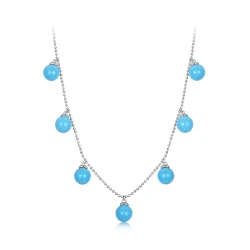 PANDORA Style Modra turkizna ogrlica za ključnico - BSN405