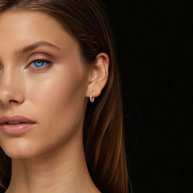 (slika za) PANDORA Style Moissanite bleščeči uhani (z enim certifikatom) - MSE060 - Ogled 7