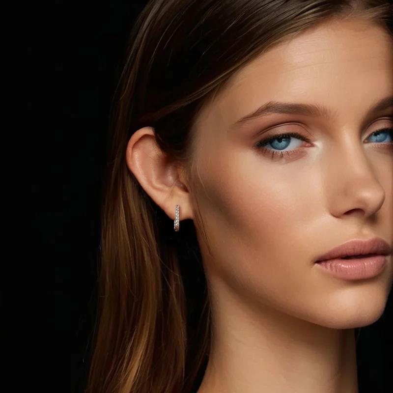 (slika za) PANDORA Style Moissanite bleščeči uhani (z enim certifikatom) - MSE060 - Ogled 8