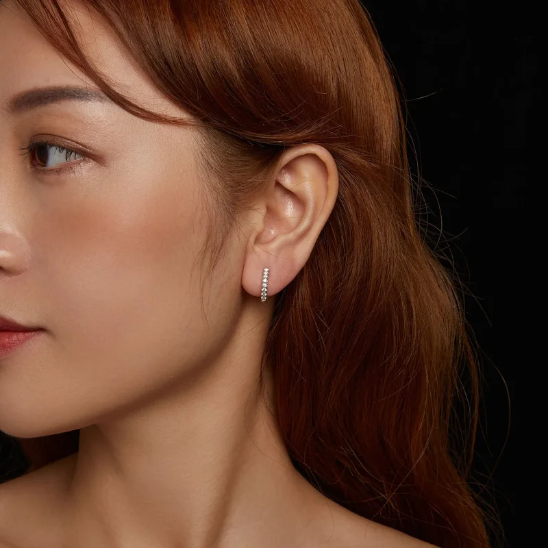 (slika za) PANDORA Style Moissanite bleščeči uhani (z enim certifikatom) - MSE060 - Ogled 9
