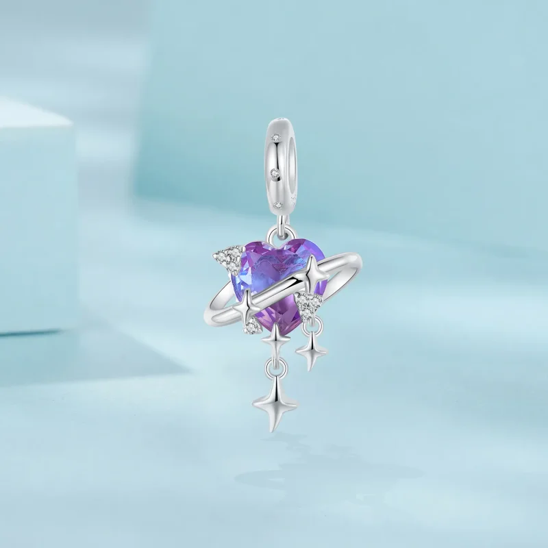 (slika za) PANDORA Style Obesek z vijoličnim in roza prelivom zvezdnega neba - SCC2825 - Ogled 2