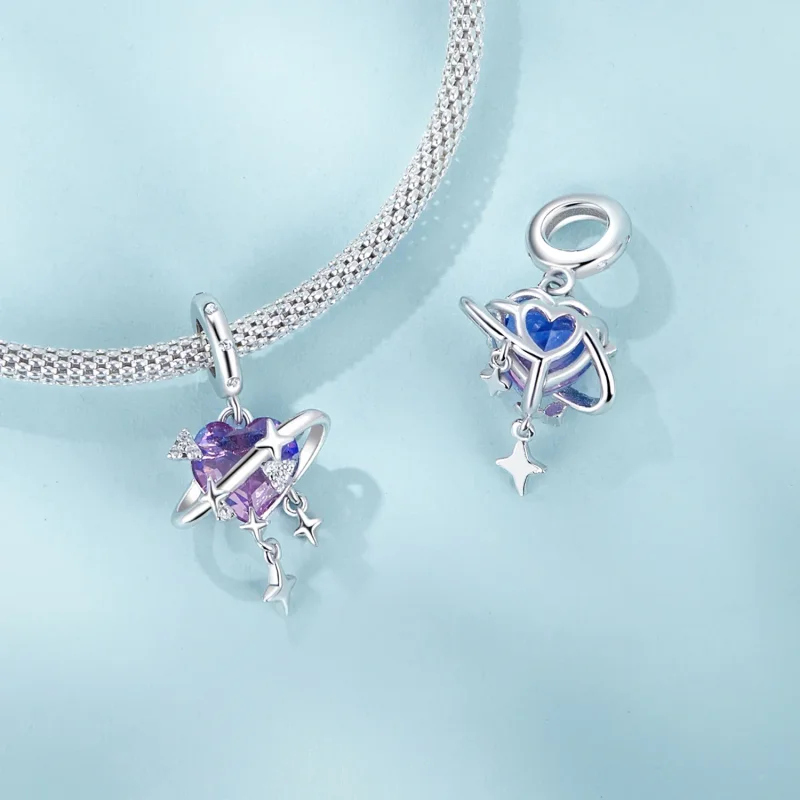 (slika za) PANDORA Style Obesek z vijoličnim in roza prelivom zvezdnega neba - SCC2825 - Ogled 4