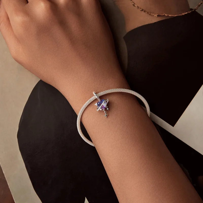 (slika za) PANDORA Style Obesek z vijoličnim in roza prelivom zvezdnega neba - SCC2825 - Ogled 5