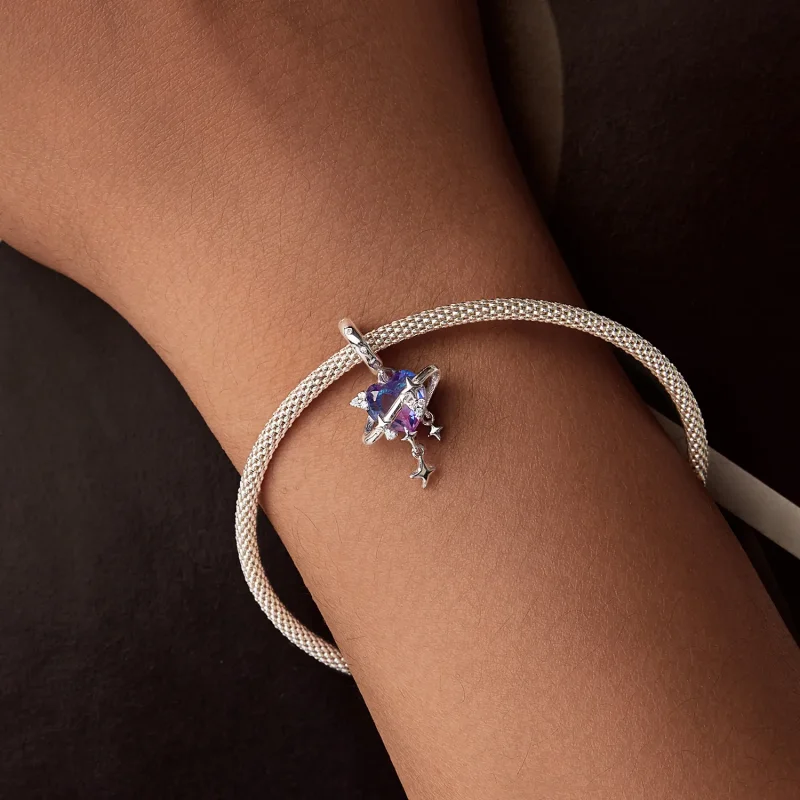 (slika za) PANDORA Style Obesek z vijoličnim in roza prelivom zvezdnega neba - SCC2825 - Ogled 6