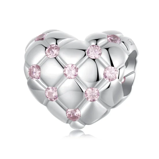 (slika za) PANDORA Style Pink diamantne kroglice v obliki srca - BSC1054