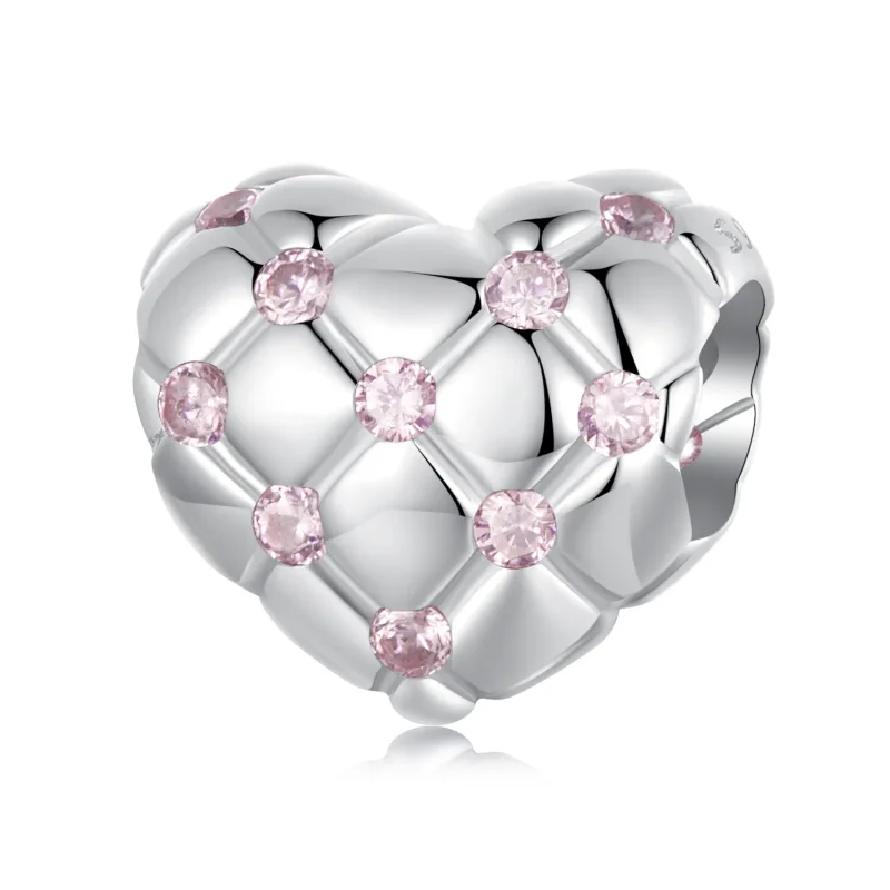 (slika za) PANDORA Style Pink diamantne kroglice v obliki srca - BSC1054