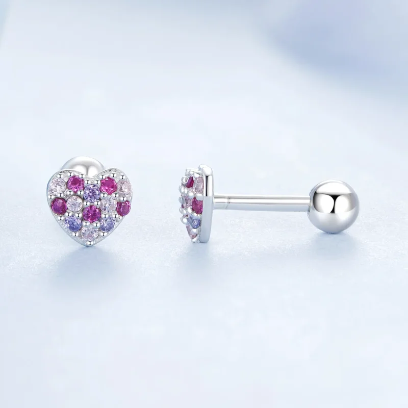 (slika za) PANDORA Style Pisani uhani s srčki - BSE1044 - Ogled 4