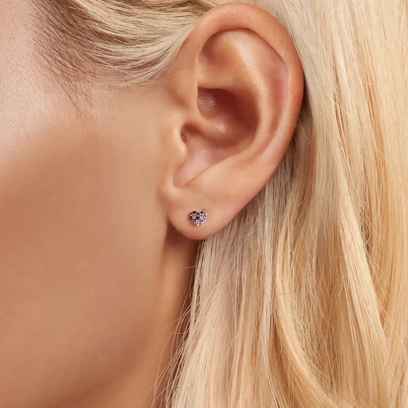 (slika za) PANDORA Style Pisani uhani s srčki - BSE1044 - Ogled 5