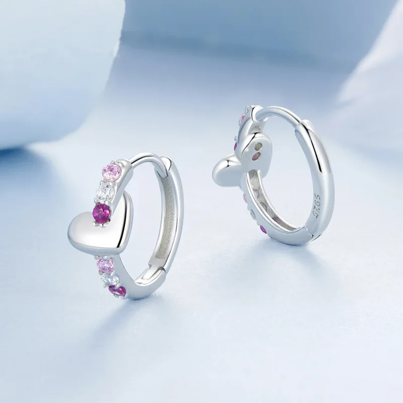 (slika za) PANDORA Style Pisani uhani s srčki - BSE1049 - Ogled 3