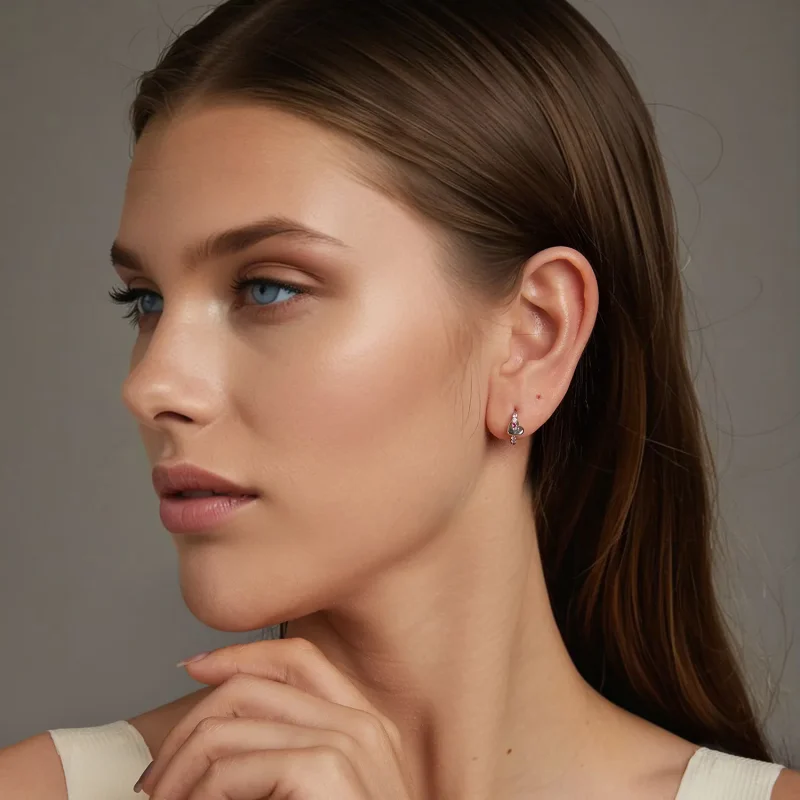 (slika za) PANDORA Style Pisani uhani s srčki - BSE1049 - Ogled 7