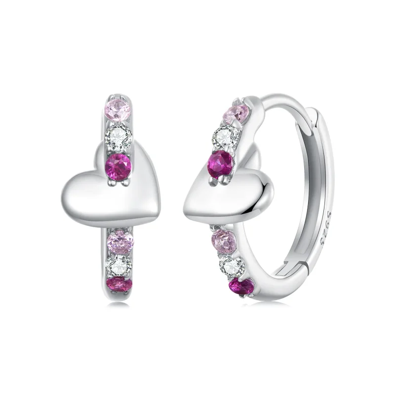 (slika za) PANDORA Style Pisani uhani s srčki - BSE1049 - Slika izdelka
