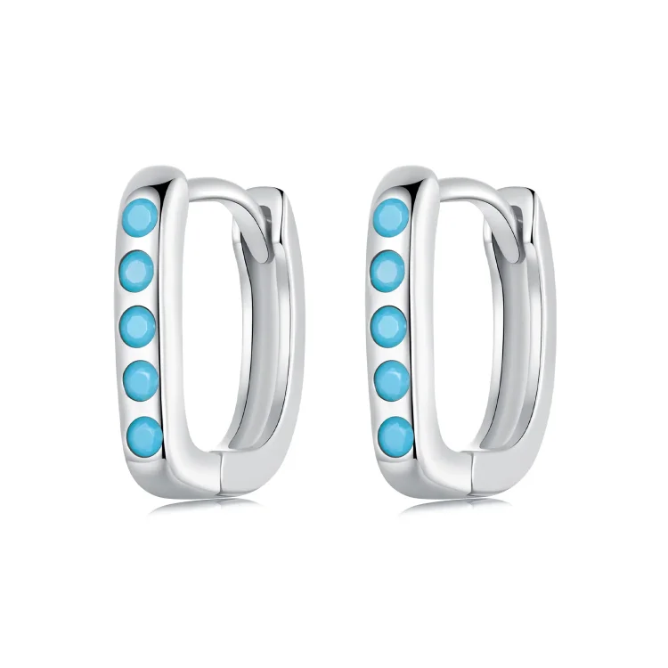 PANDORA Style Preprosti turkizni uhani - BSE1084-BU