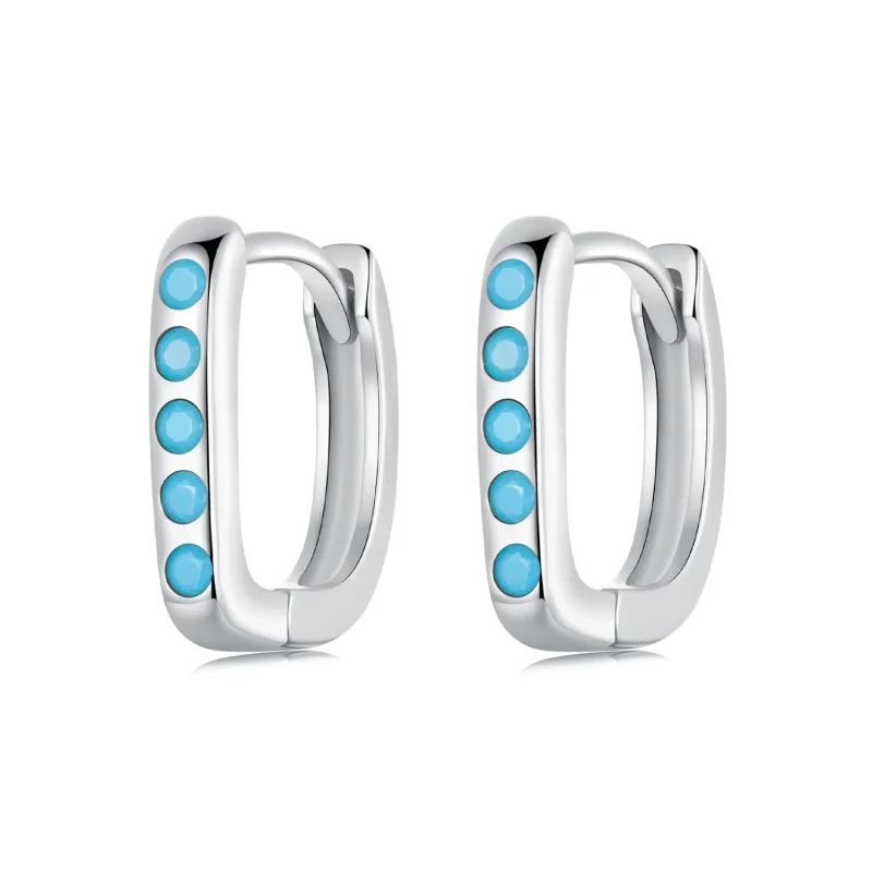 (slika za) PANDORA Style Preprosti turkizni uhani - BSE1084-BU - Slika izdelka