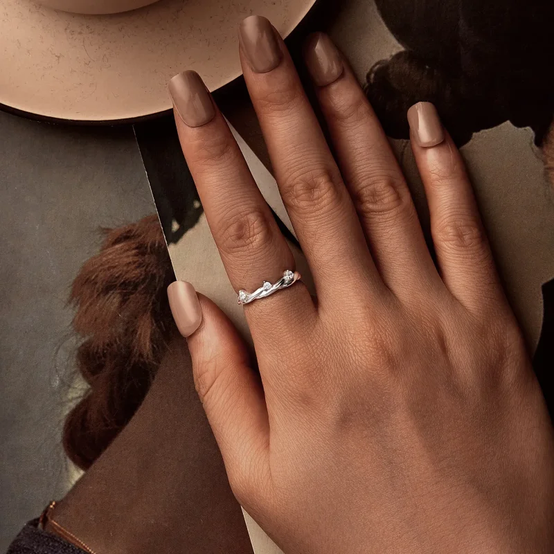 (slika za) PANDORA Style Simple Button Cord Ring - BSR586 - Ogled 5