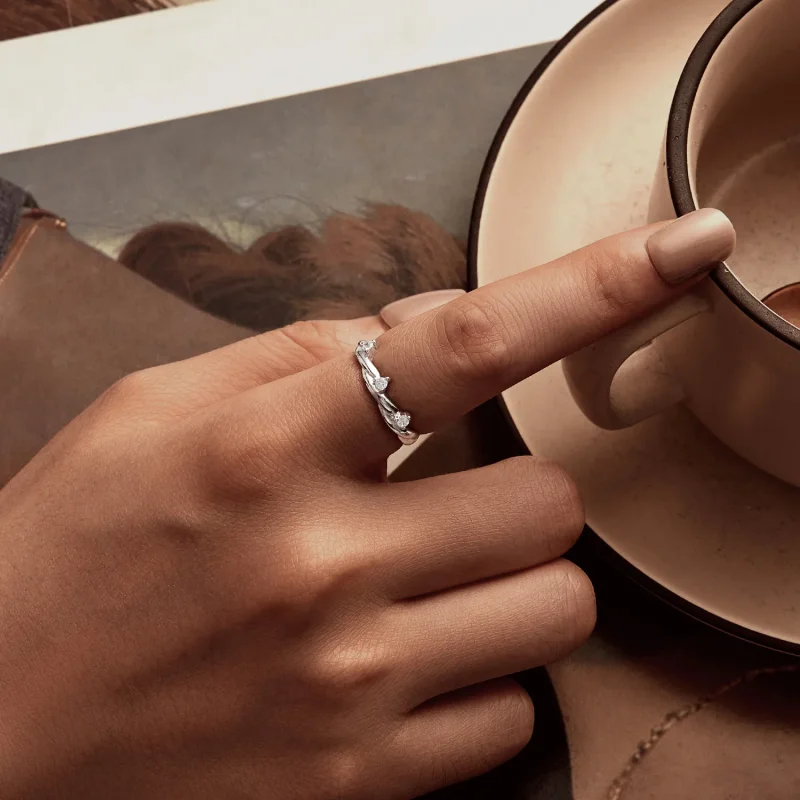 (slika za) PANDORA Style Simple Button Cord Ring - BSR586 - Ogled 6